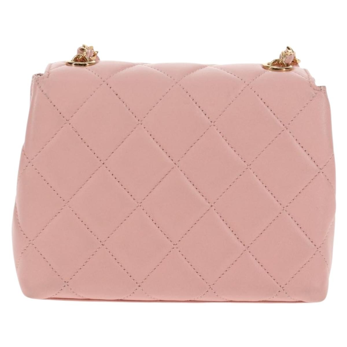 Chanel Chanel Vintage Camellia Flap Bag Quilted Lambskin Micro Roze