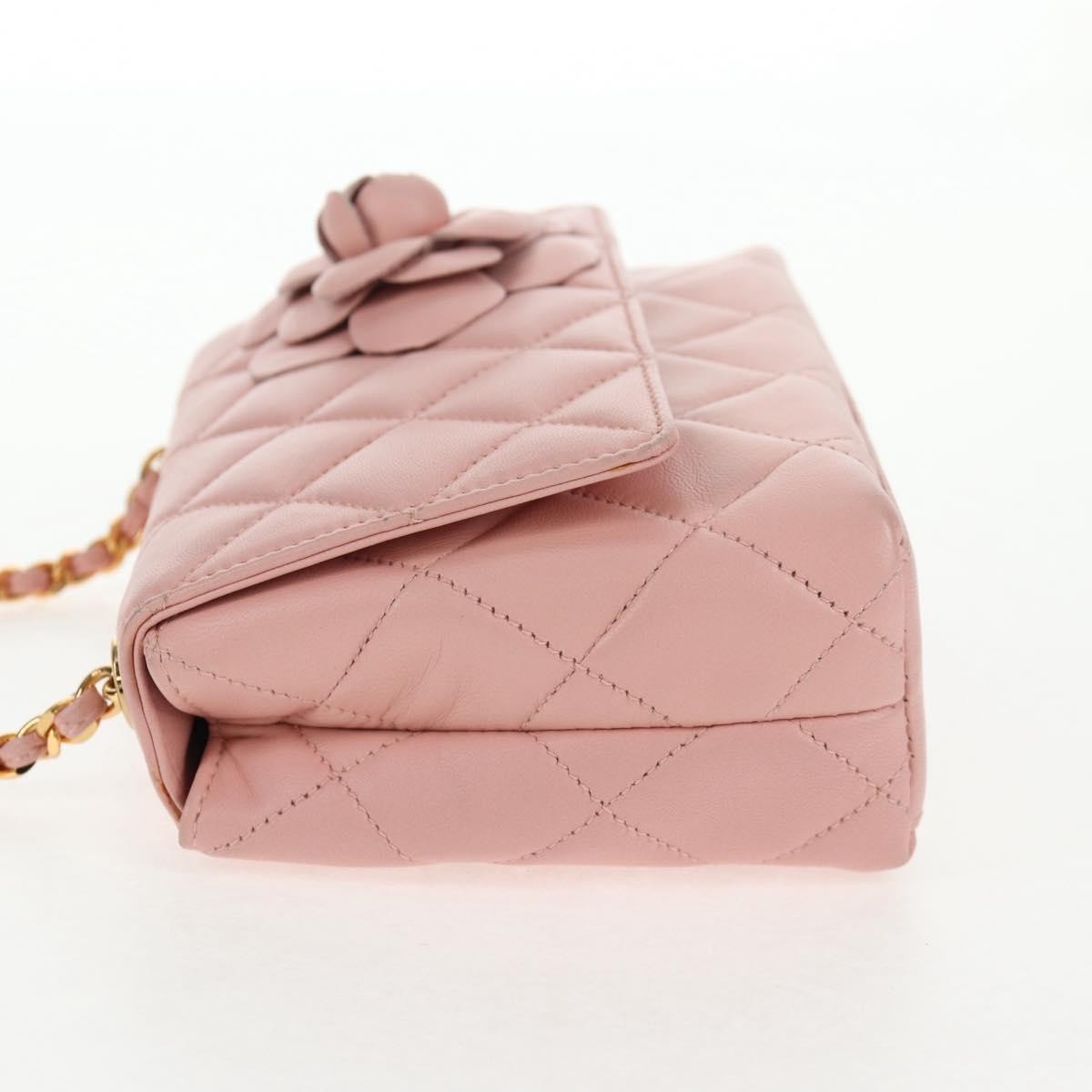 Chanel Chanel Vintage Camellia Flap Bag Quilted Lambskin Micro Roze