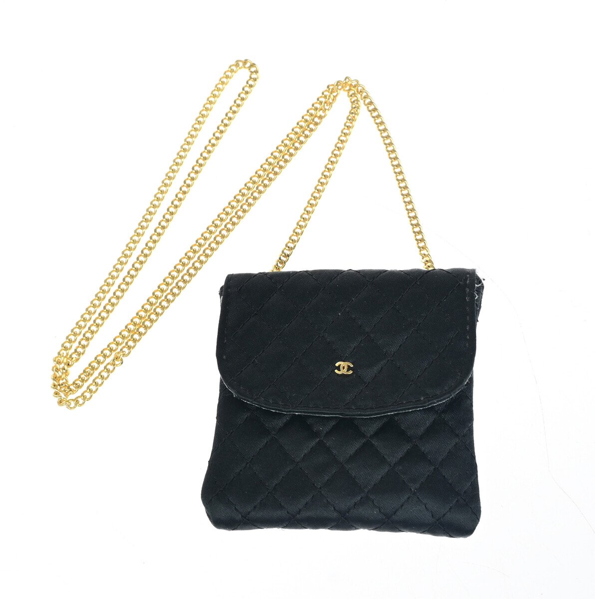 Chanel Chanel CC Logo Micro Matelasse Shoulder Bag Pouch Canvas Zwart