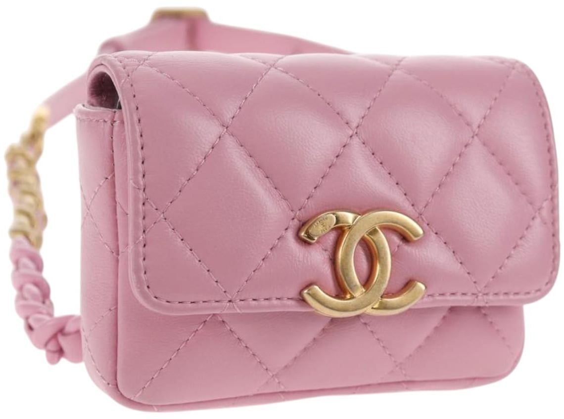 Chanel Chanel Flat CC Crossbody Bag Leather Roze
