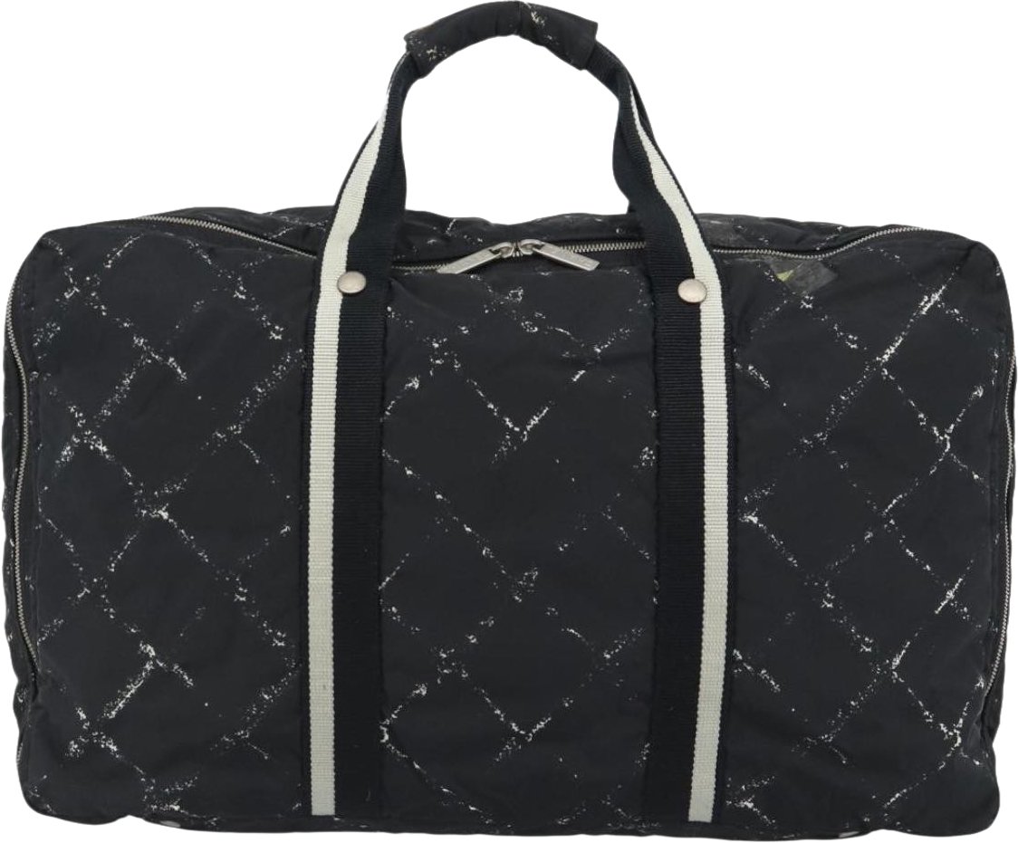 Chanel Travel Line Boston Printed Nylon Medium Zwart