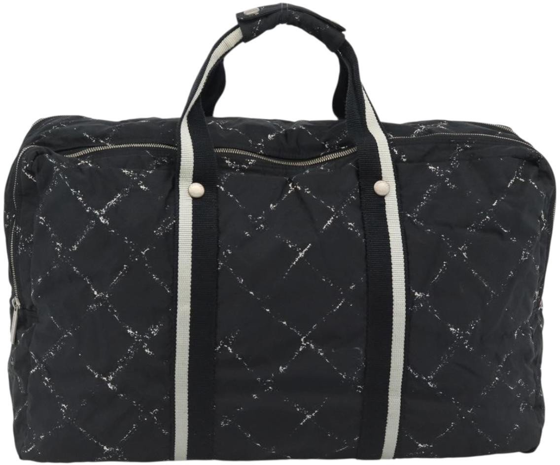 Chanel Travel Line Boston Printed Nylon Medium Zwart