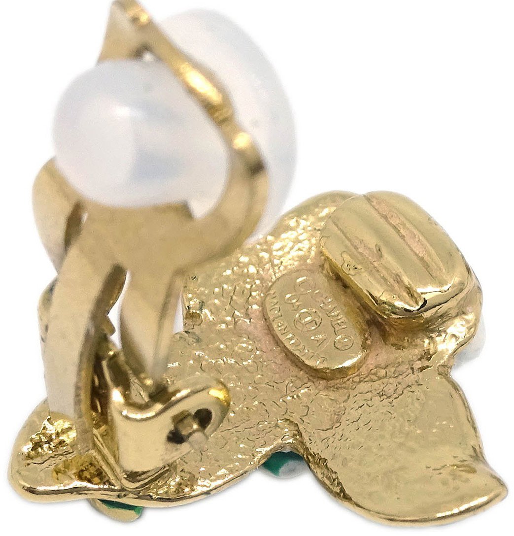 Chanel Chanel Vintage CC Camellia Clip-On Earrings Metal Goud