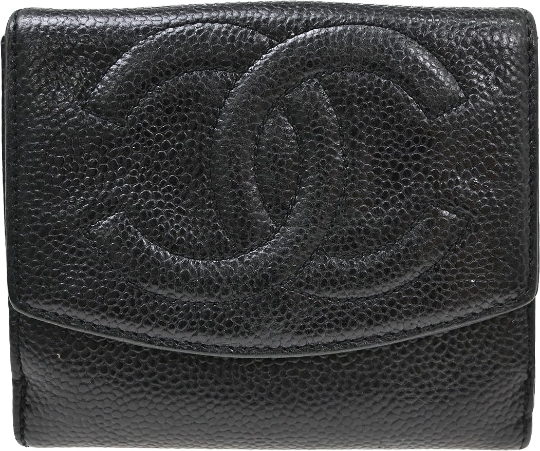 Chanel Vintage Timeless Bifold Caviar Compact Zwart