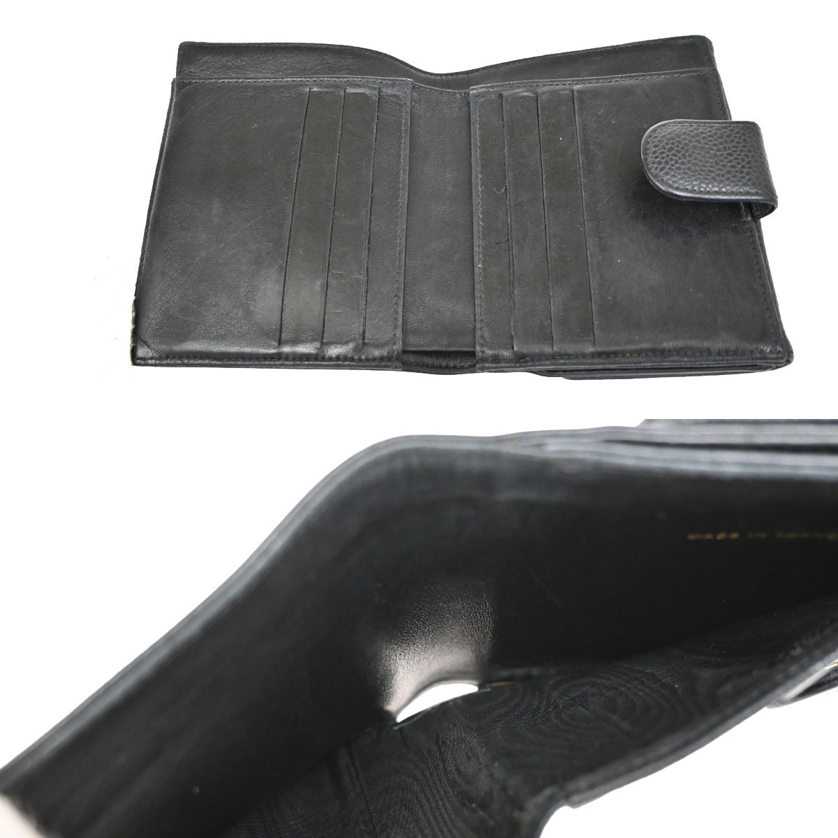 Chanel Chanel Vintage Timeless Bifold Wallet Caviar Compact Zwart