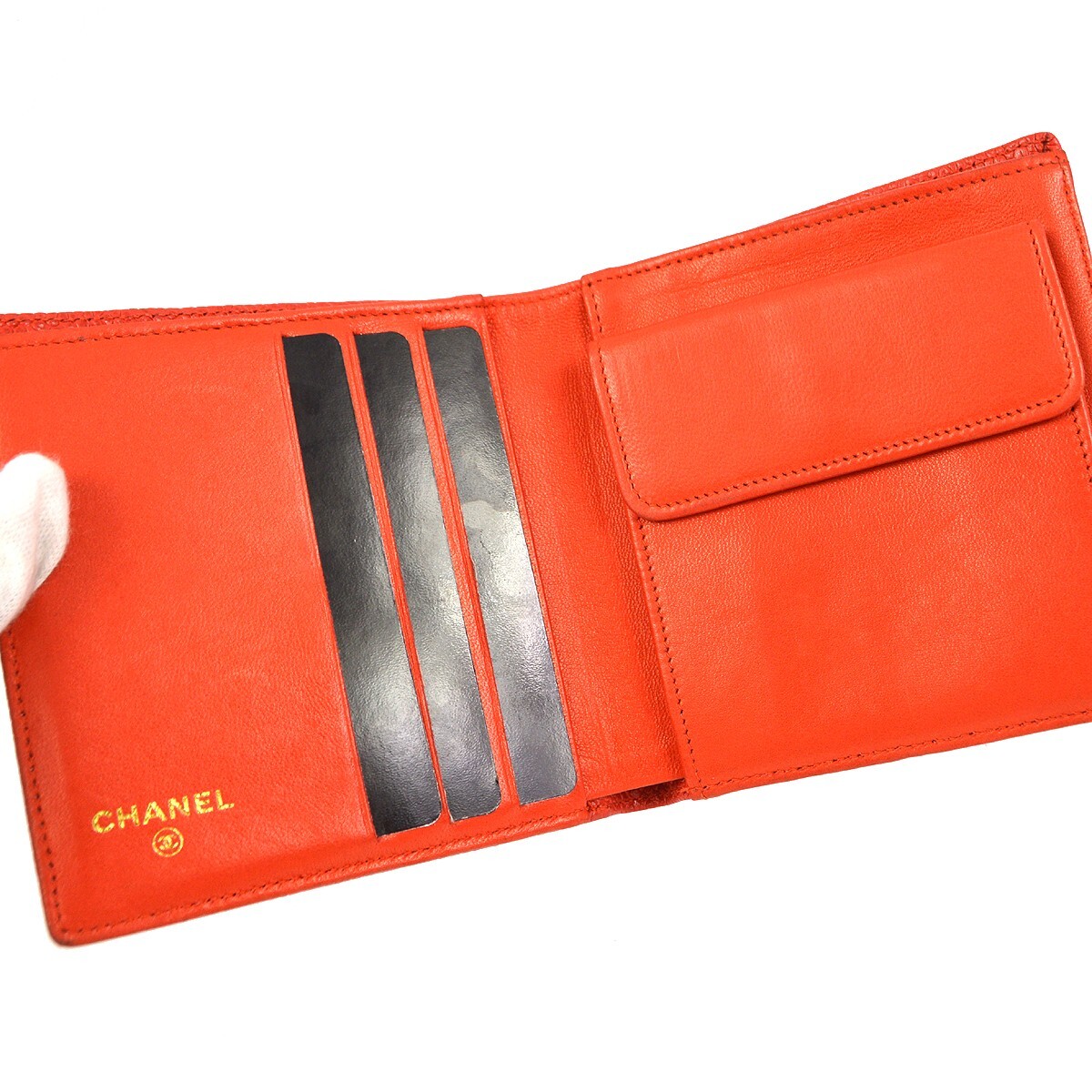 Chanel Chanel Vintage Timeless CC Bifold Wallet Caviar Rood