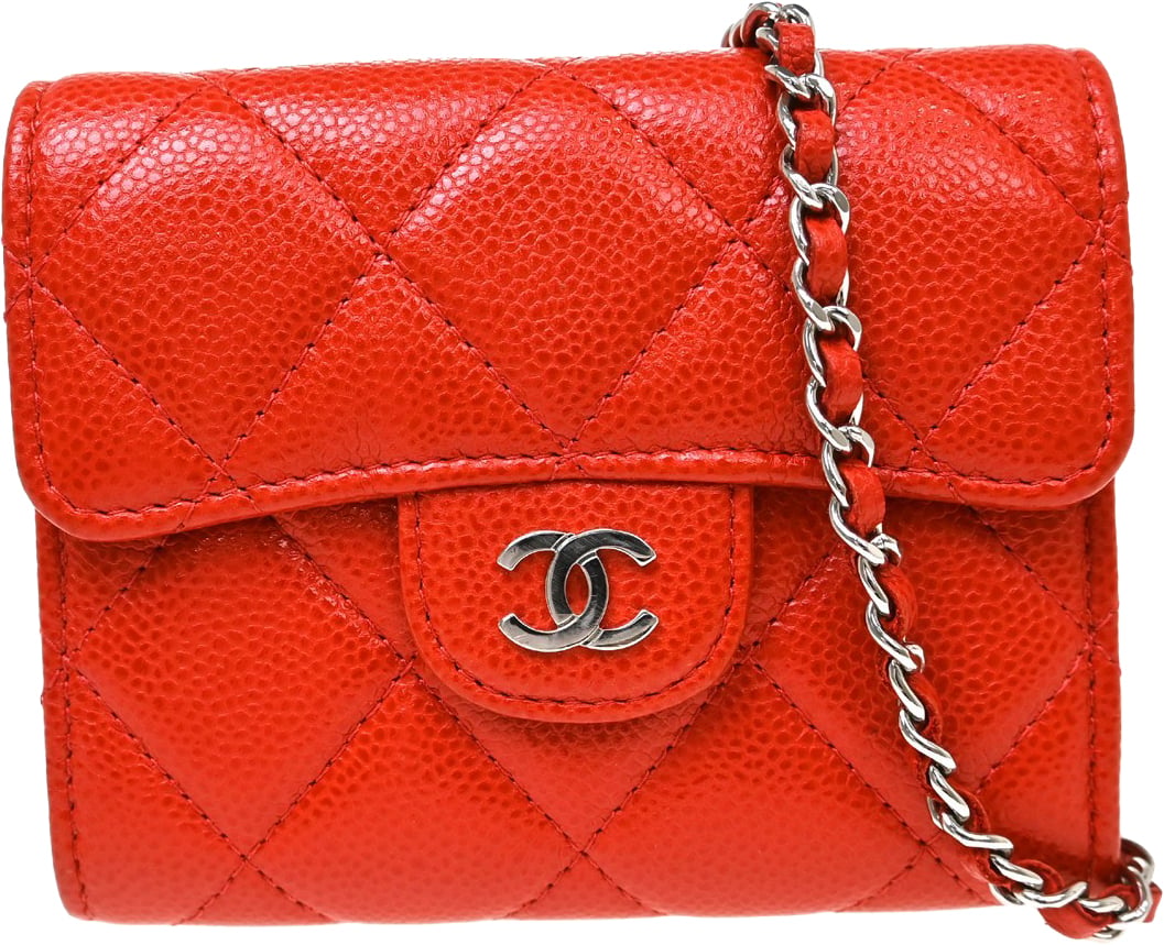 Chanel Vintage CC Mini chain Shoulder Bag Leather Rood