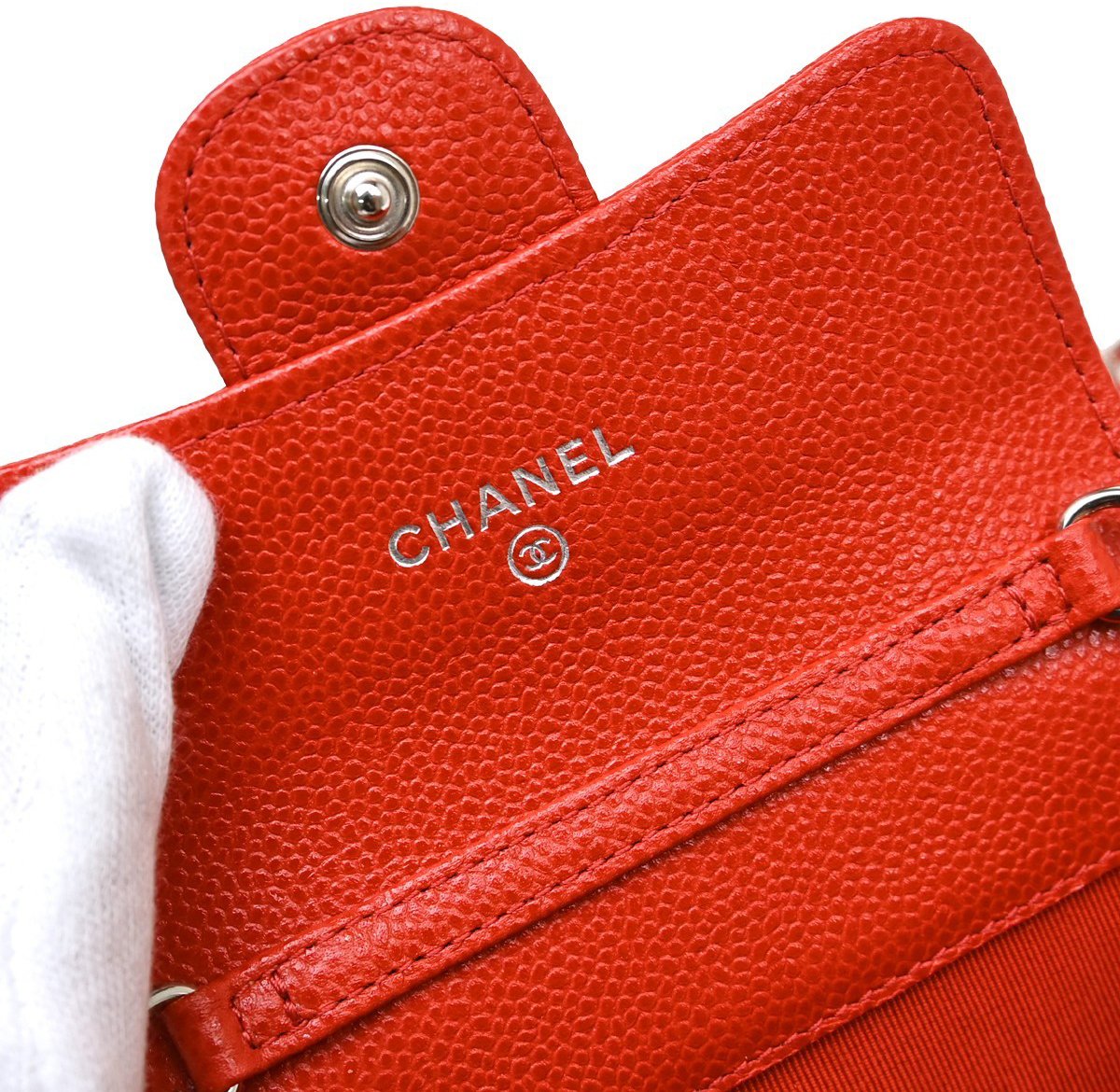 Chanel Vintage CC Mini chain Shoulder Bag Leather Rood