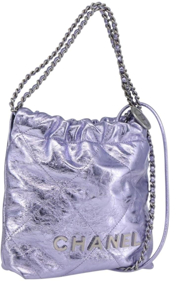 Chanel Chanel 22 Chain Hobo Quilted Calfskin Mini Paars