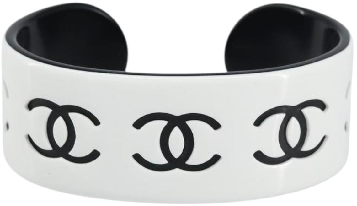 Chanel Chanel Coco Cuff Bracelet Resin Wide Wit