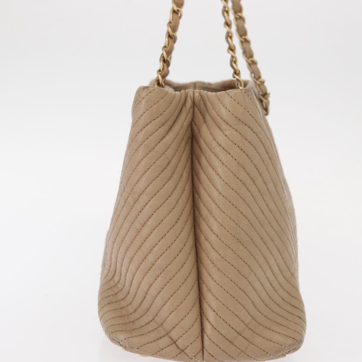 Chanel Chanel Medallion Charm Tote Chevron Wrinkled Lambskin Medium Beige