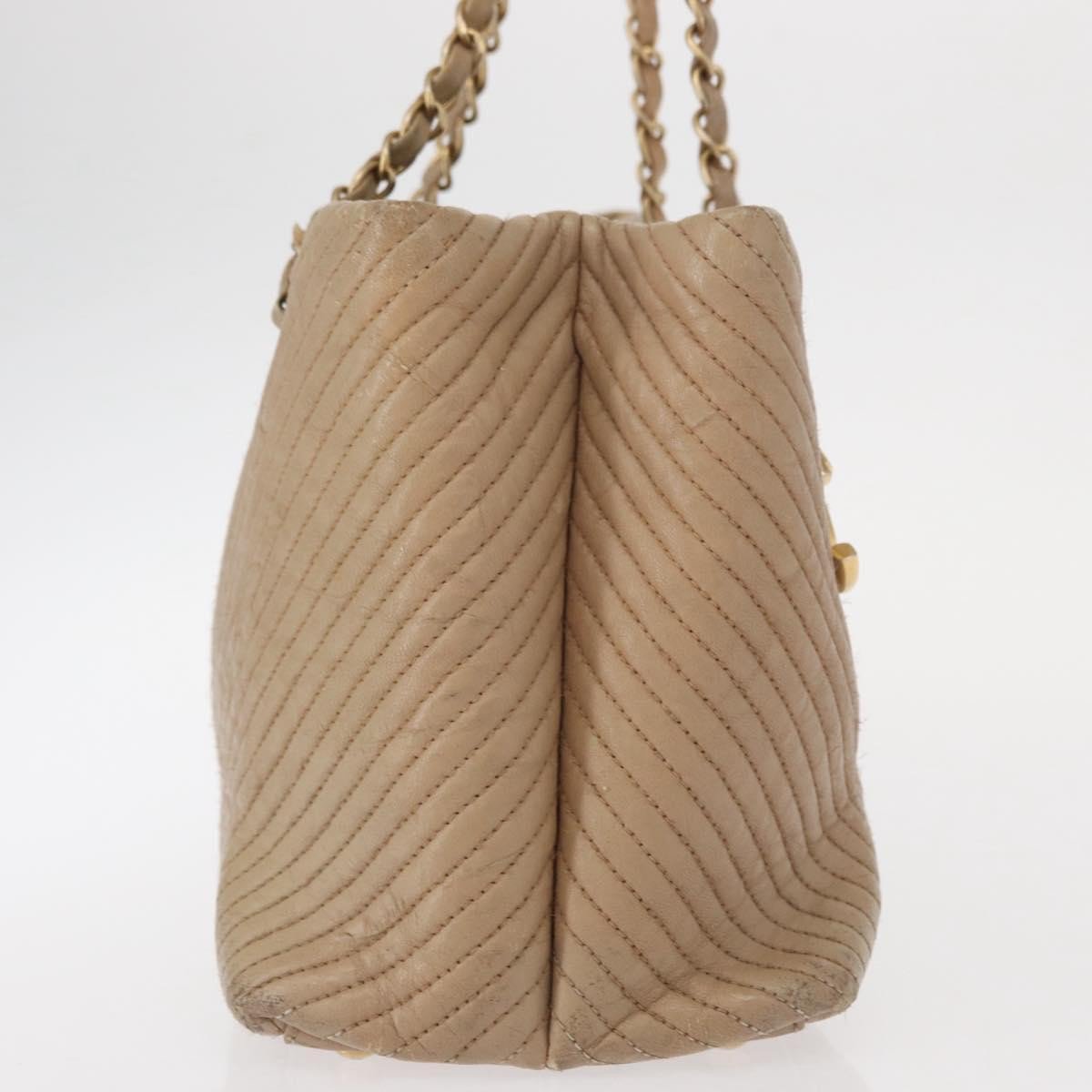 Chanel Chanel Medallion Charm Tote Chevron Wrinkled Lambskin Medium Beige
