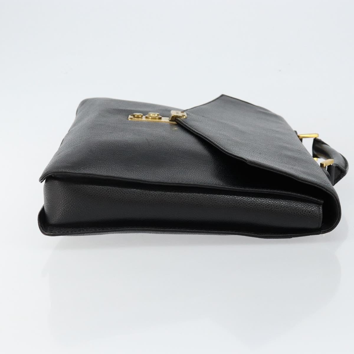 Chanel Vintage Lock Briefcase Caviar Large Zwart