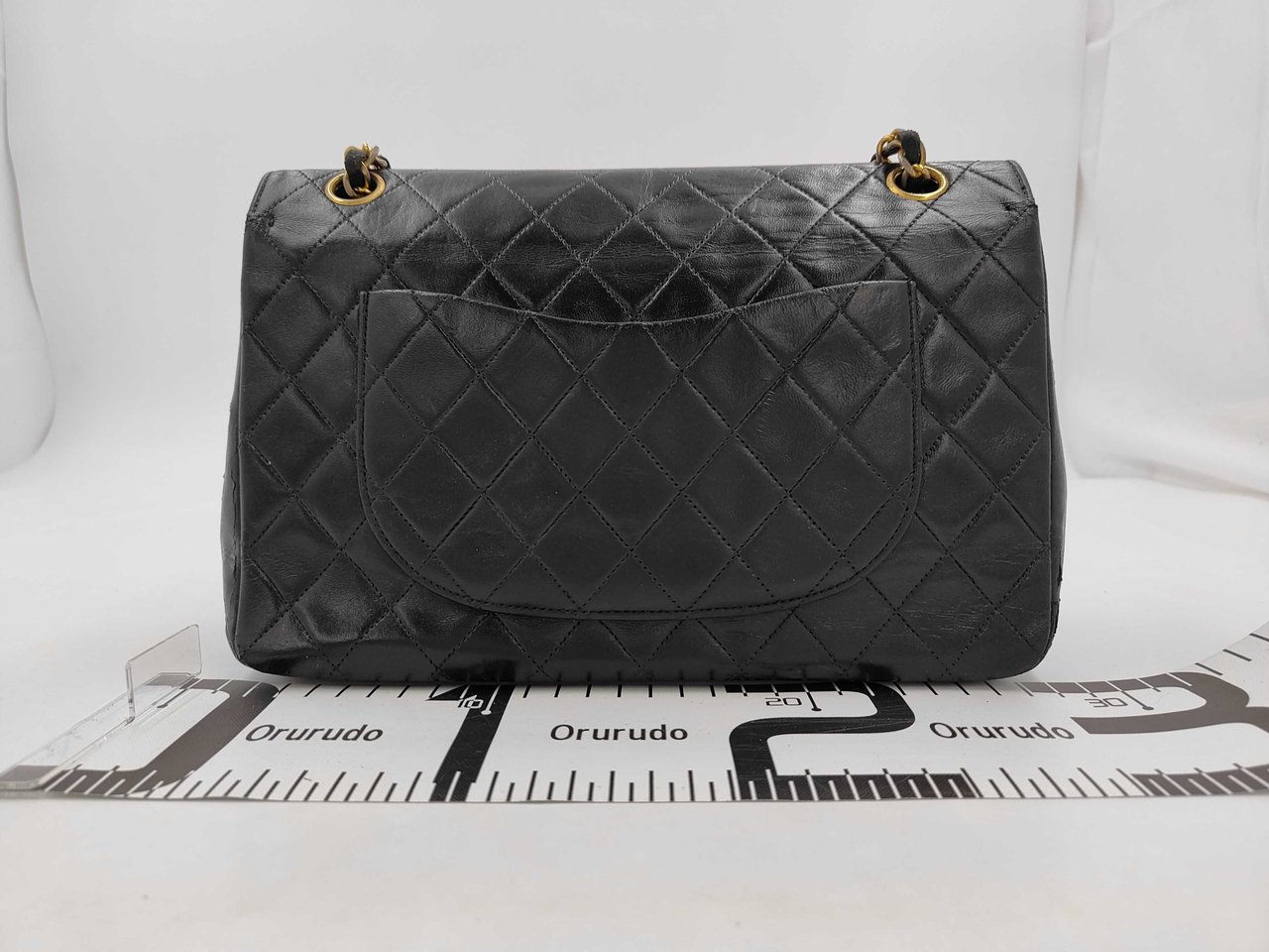 Chanel Double Chain Flap Bag Quilted Leather Medium Zwart