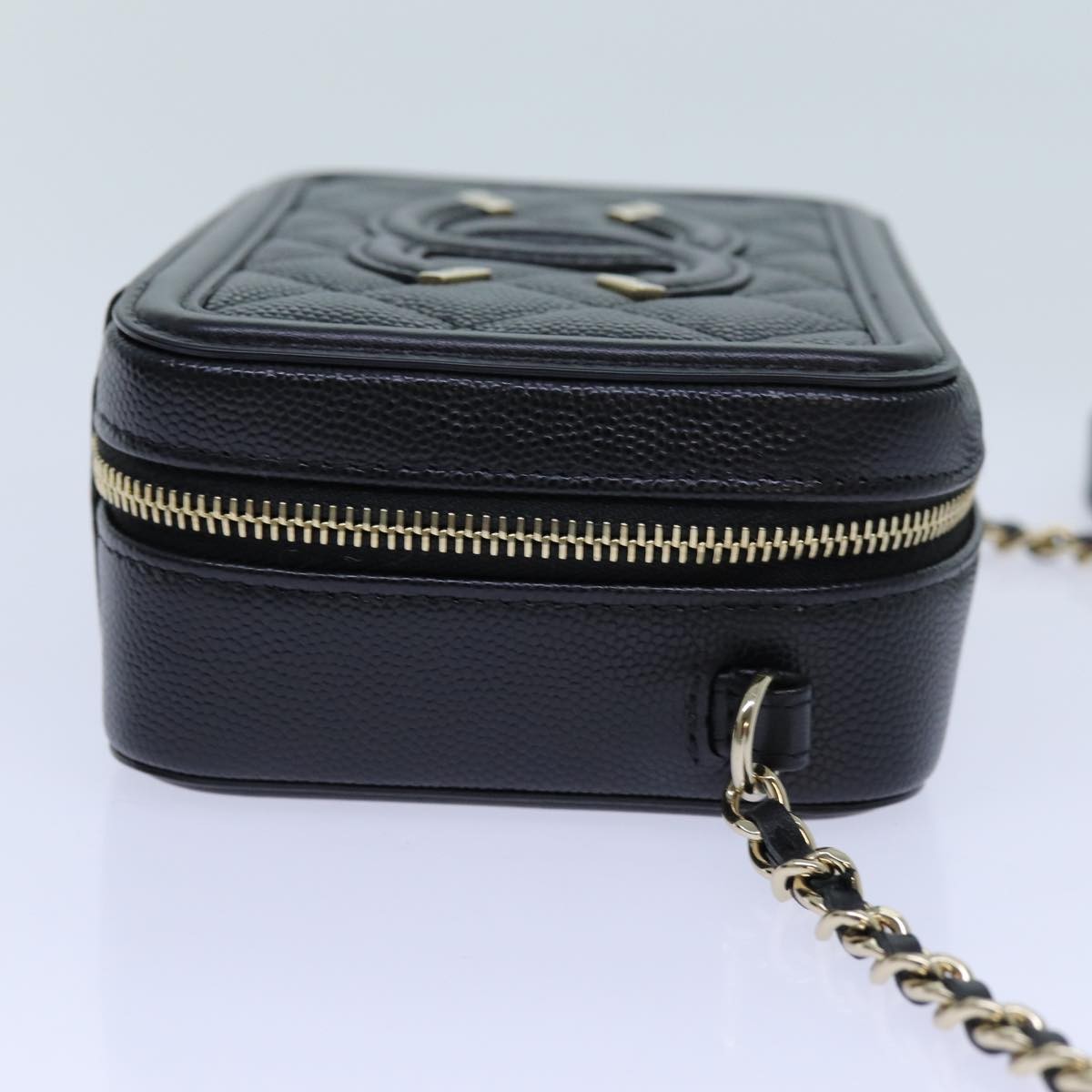 Chanel Chanel Filigree Vanity Clutch with Chain Quilted Caviar Mini Zwart