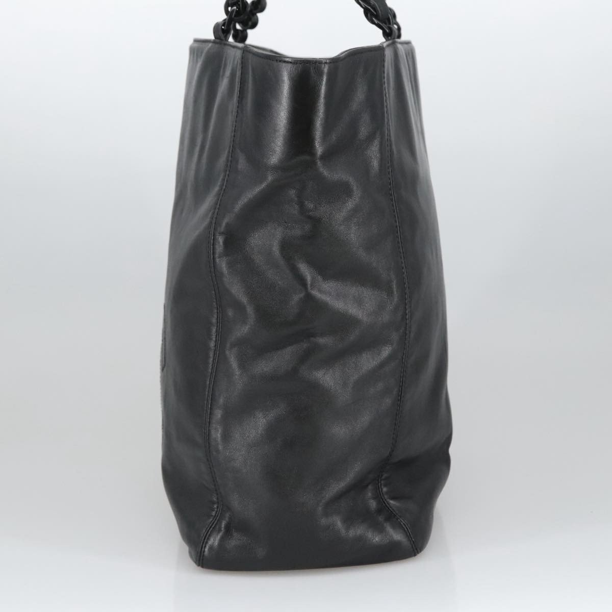Chanel Vintage CC Resin Chain Tote Leather Medium Zwart