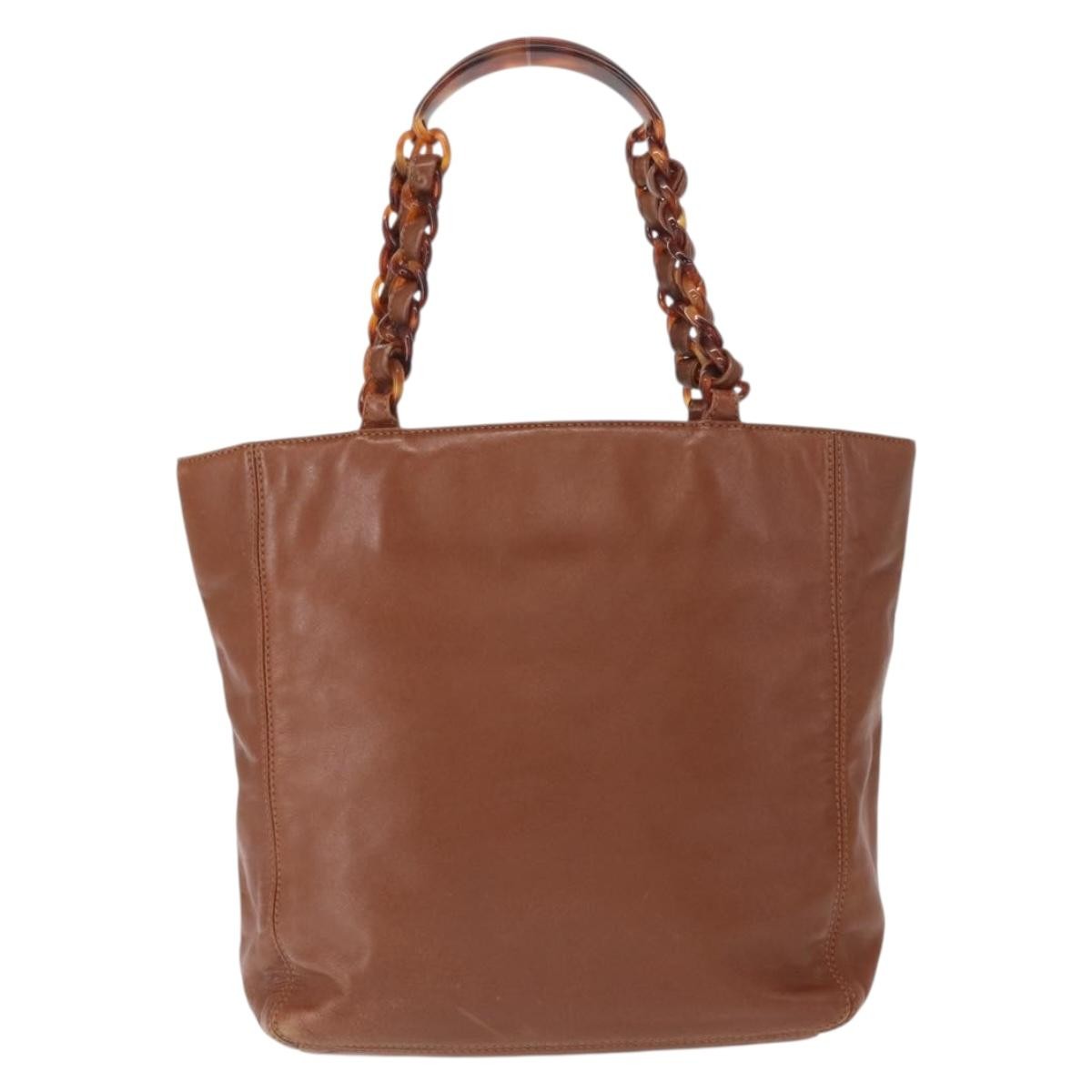 Chanel Chanel Vintage CC Resin Chain Tote Leather Medium Bruin