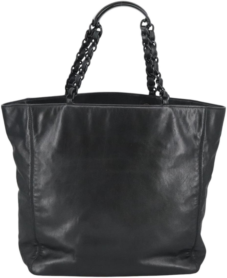 Chanel Vintage CC Resin Chain Tote Leather Medium Zwart
