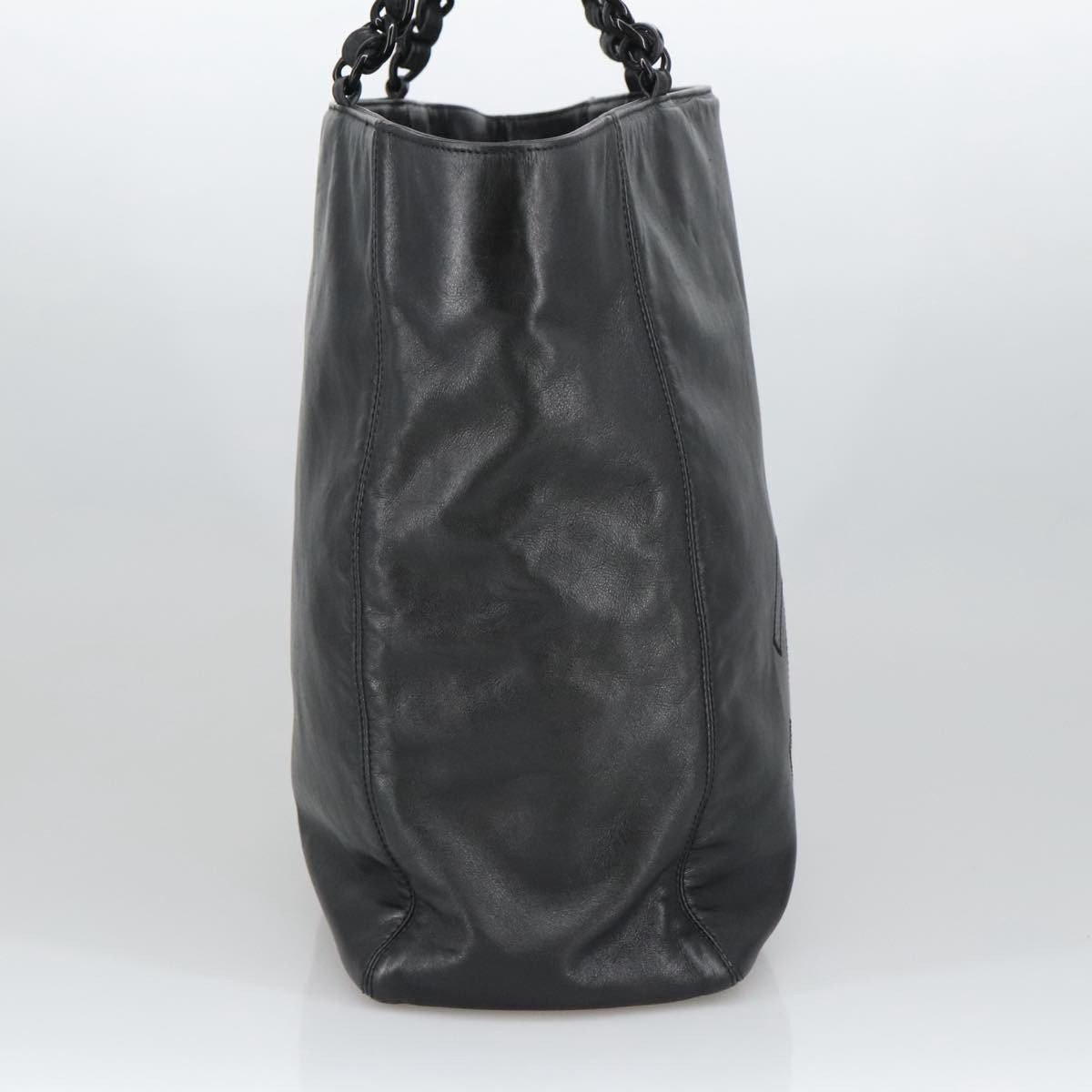 Chanel Vintage CC Resin Chain Tote Leather Medium Zwart