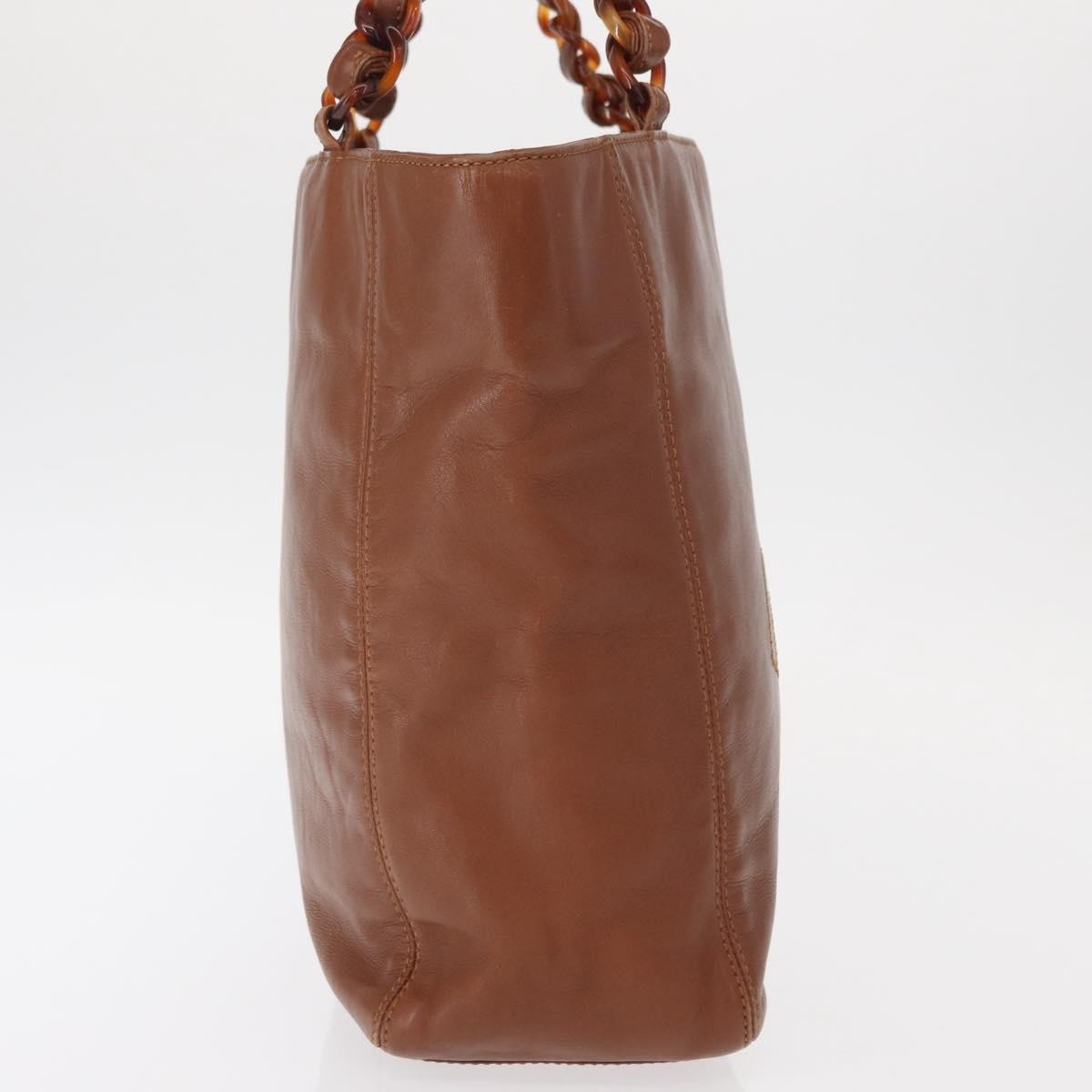 Chanel Chanel Vintage CC Resin Chain Tote Leather Medium Bruin