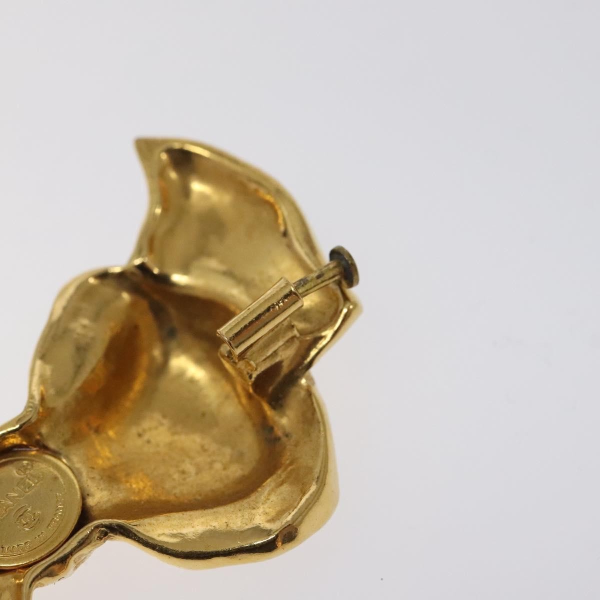 Chanel Chanel Vintage CC Bow Brooch Felt with Faux Pearls Goud