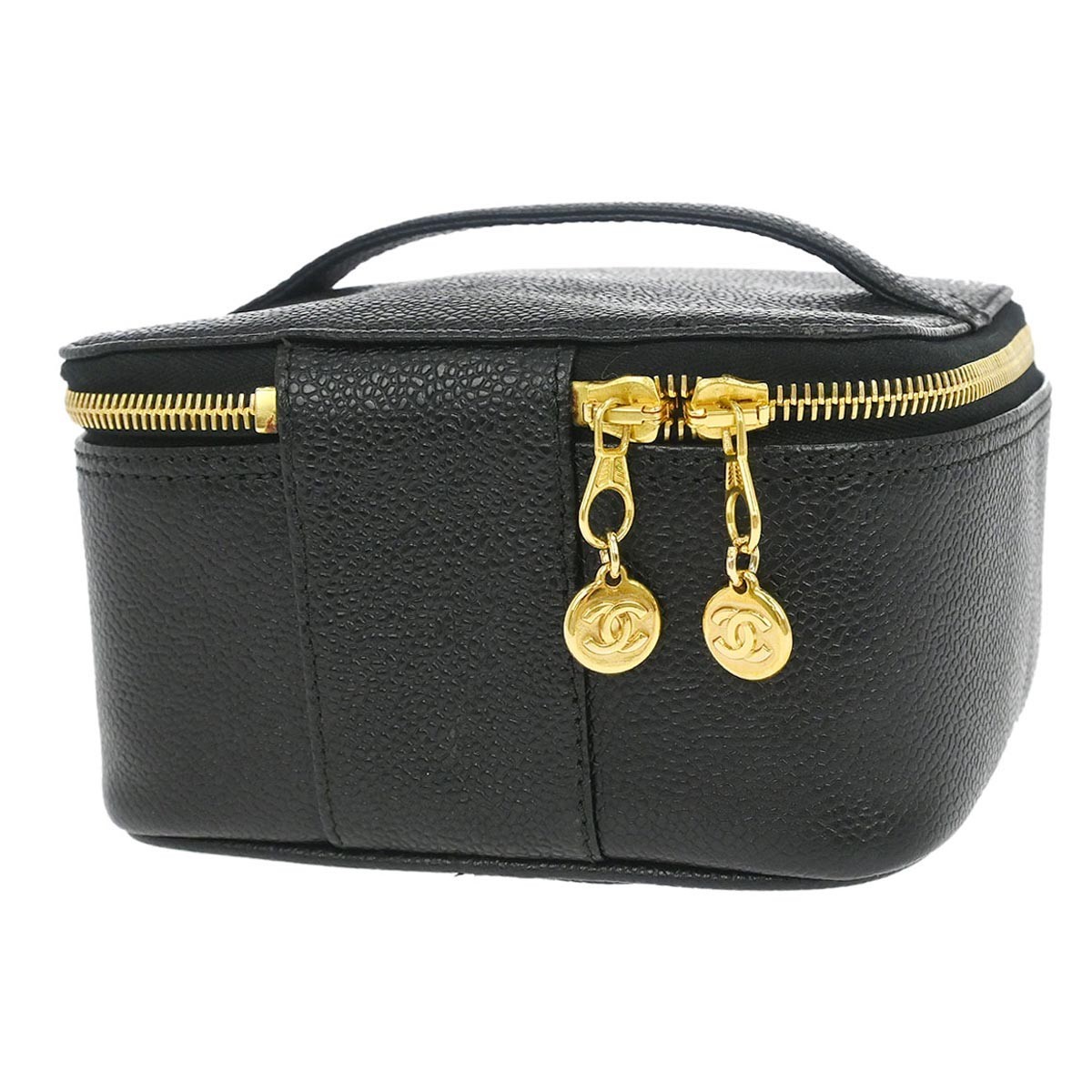 Chanel Chanel Vintage Timeless Cosmetic Case Caviar Small Zwart