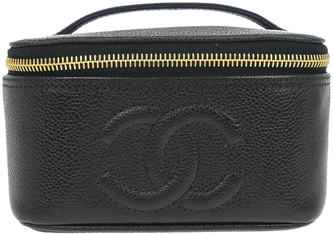 Chanel Chanel Vintage Timeless Cosmetic Case Caviar Small Zwart