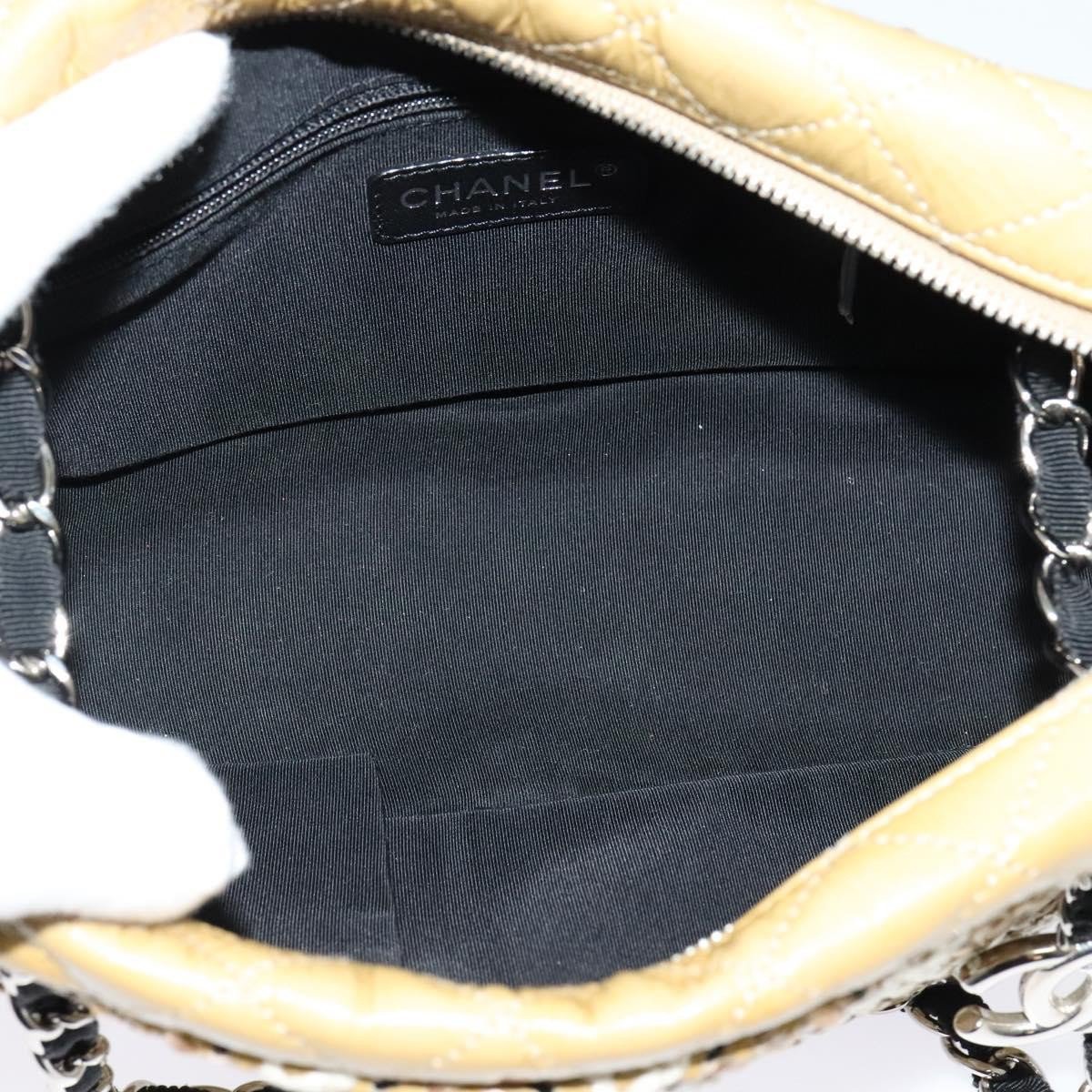 Chanel Camera Case Woven Stitch Patent Small Beige