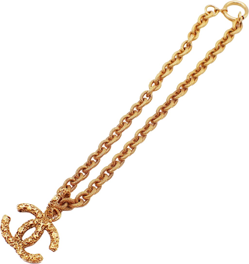 Chanel Chanel Vintage CC Logo Chain Charm Pendant Gold-plated Goud
