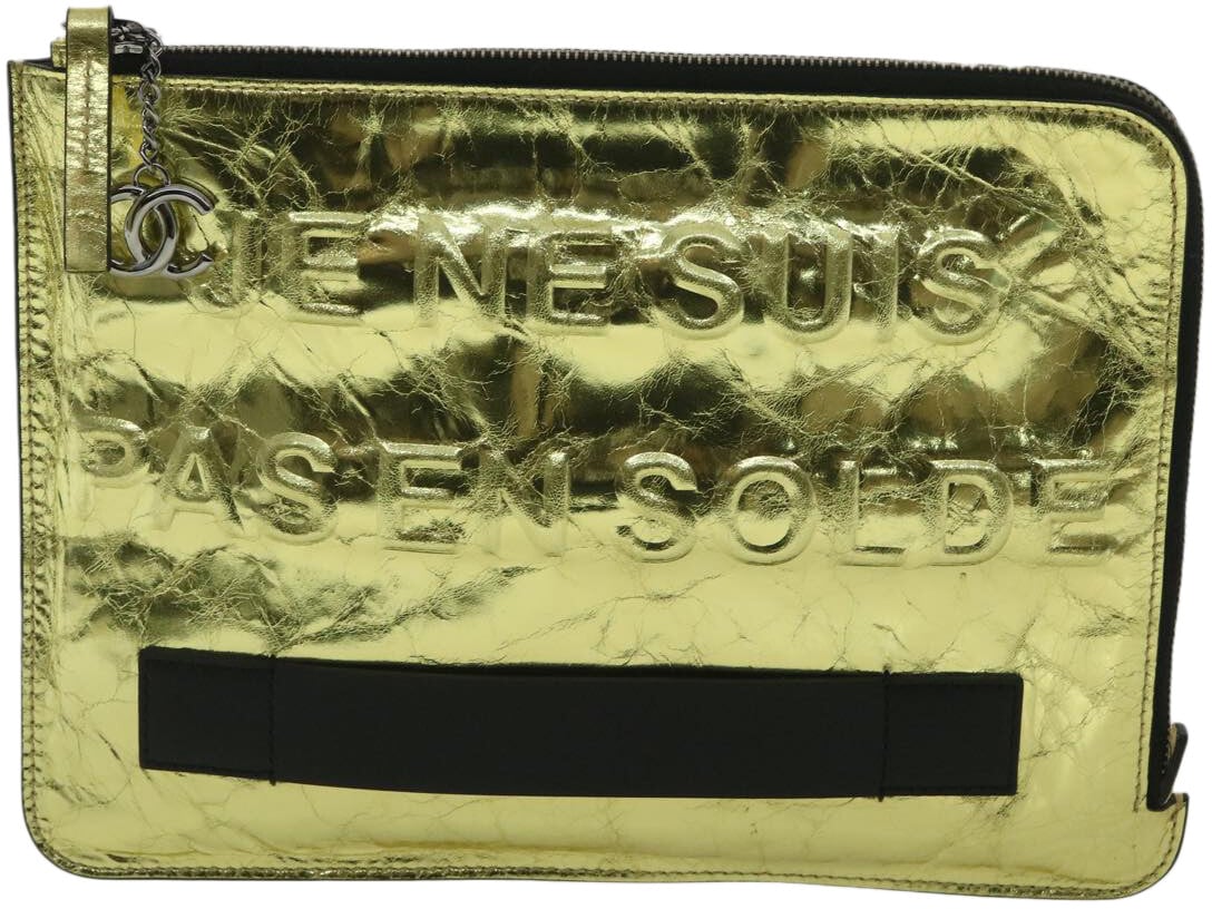 Chanel Chanel Je ne suis pas en solde Leather Goud