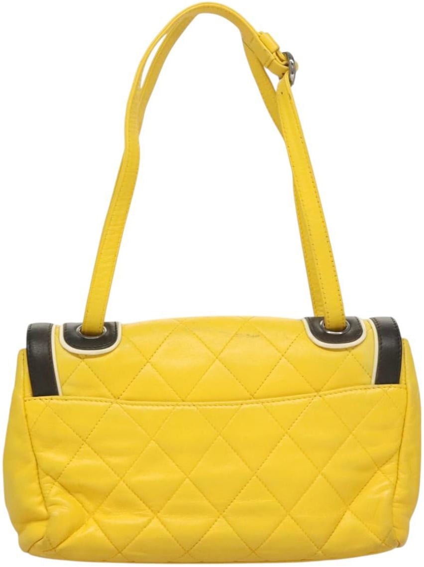 Chanel Chanel Two Tone Mademoiselle Lock Flap Bag Quilted Lambskin Large Geel