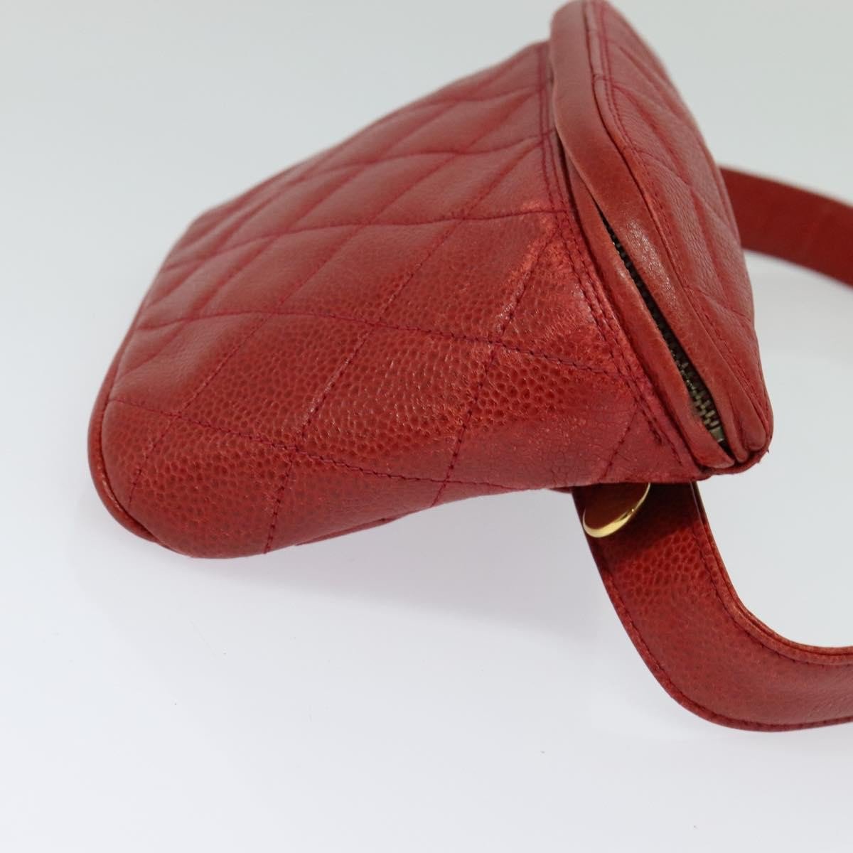 Chanel Vintage Zip Belt Quilted Caviar Small Geel