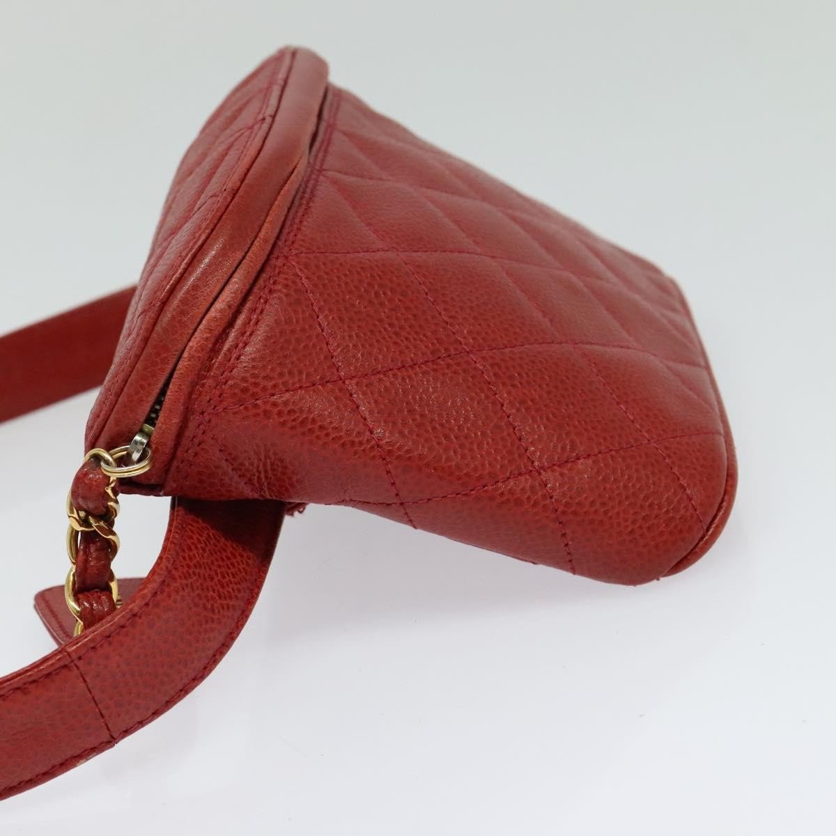 Chanel Vintage Zip Belt Quilted Caviar Small Geel