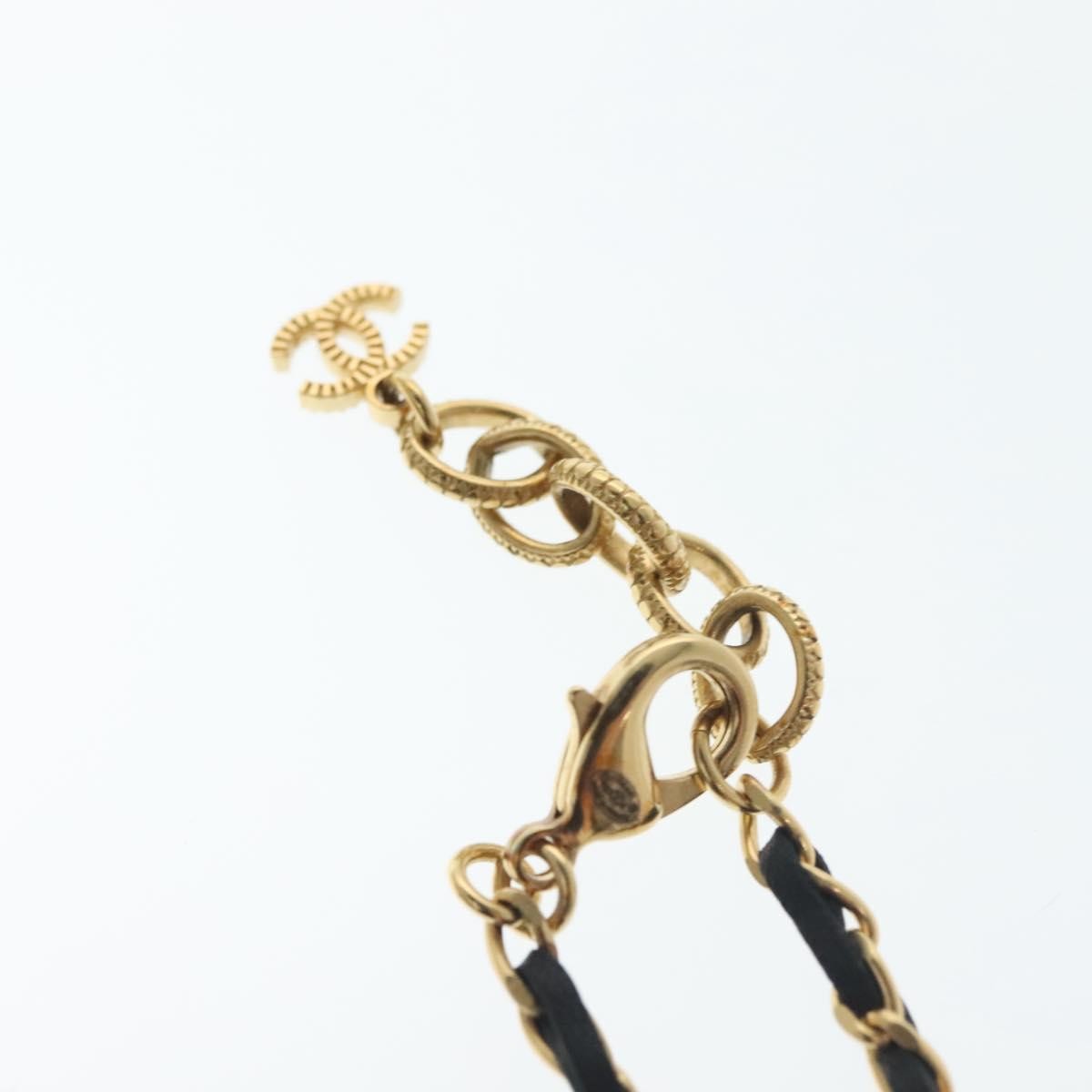 Chanel Chanel CC Perfume Bottle Pendant Chain Long Necklace Metal with Leather, Crystals and Faux Pearl Goud