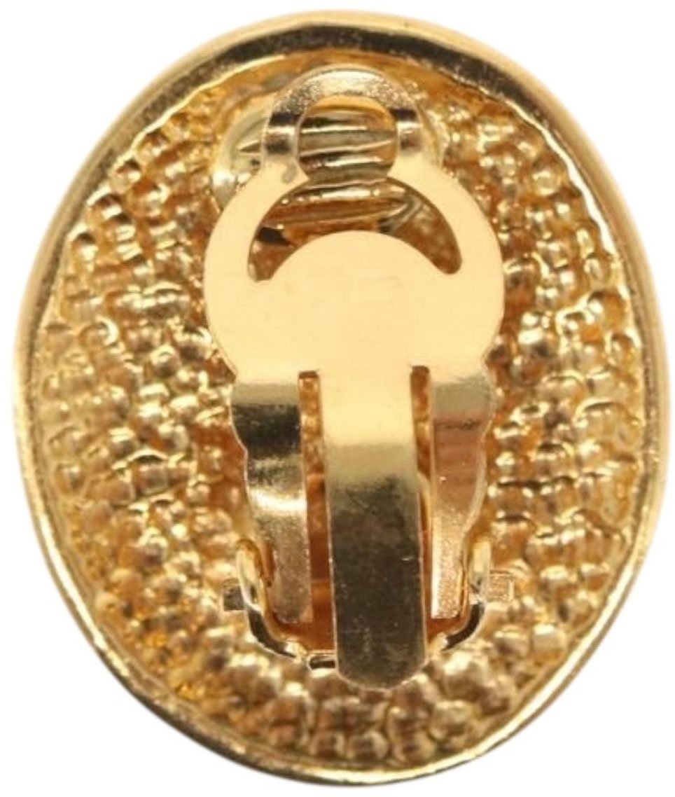Chanel Chanel Vintage CC Oval Clip-On Earrings Metal Goud