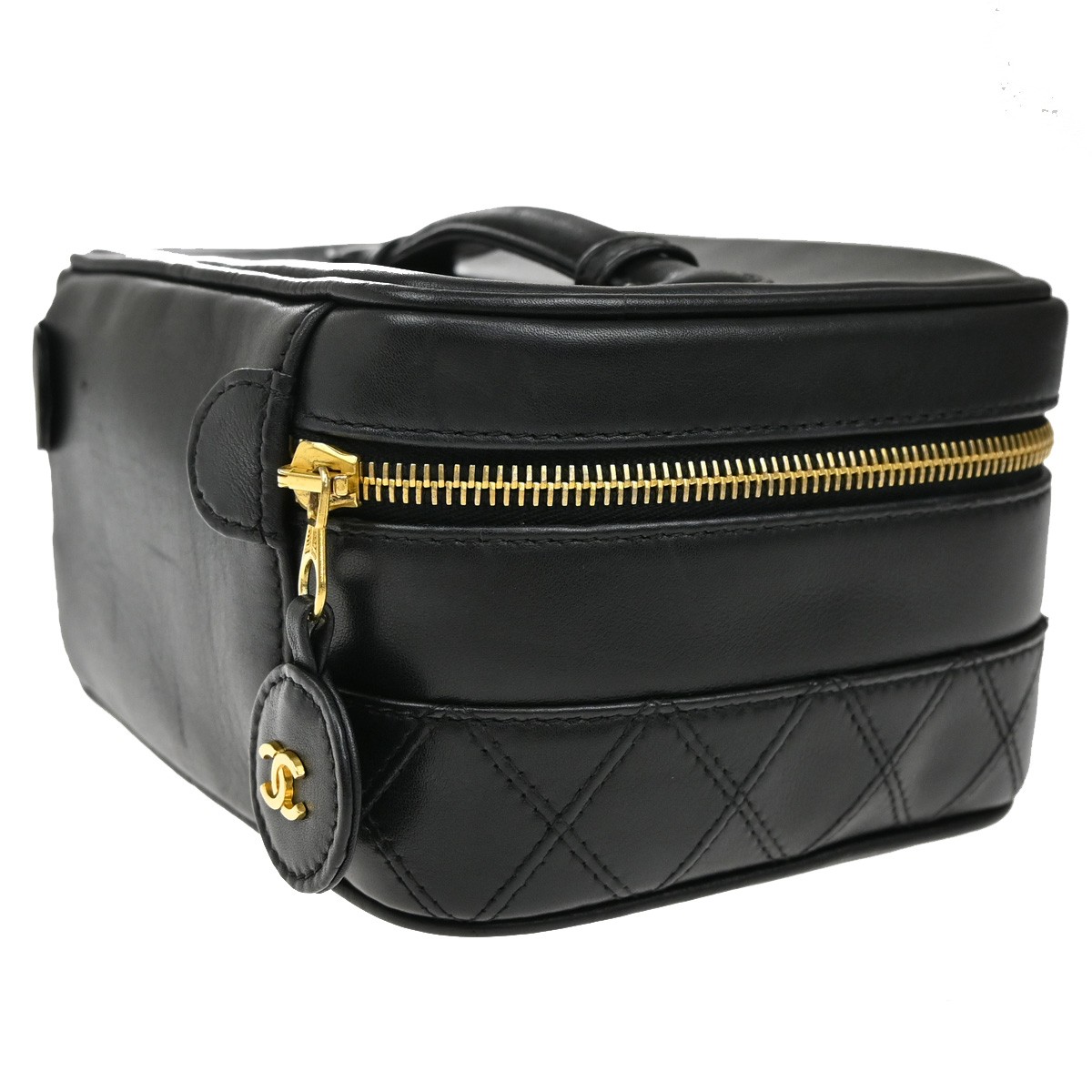 Chanel Chanel Vintage Cosmetic Case Leather Tall Zwart