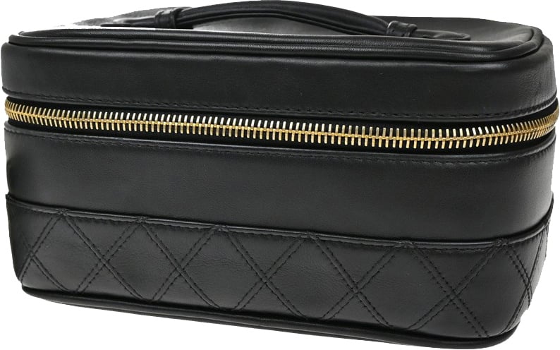 Chanel Chanel Vintage Cosmetic Case Leather Tall Zwart