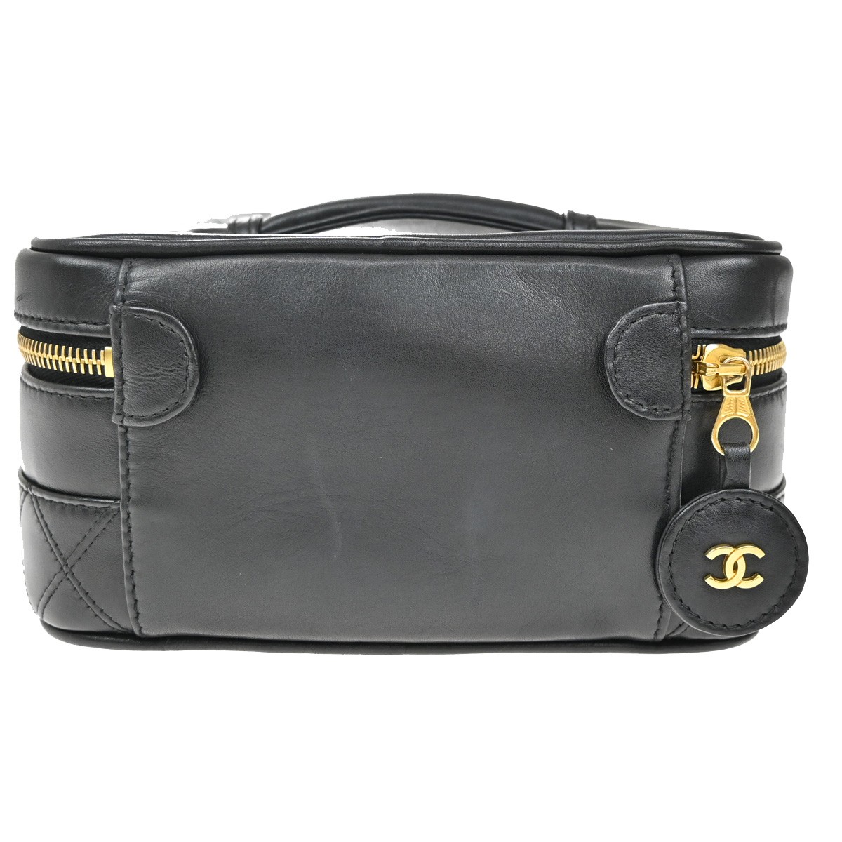 Chanel Chanel Vintage Cosmetic Case Leather Tall Zwart