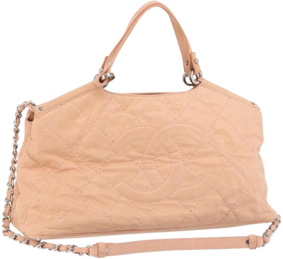 Chanel CC Sea Hit Tote Quilted Iridescent Calfskin Large Roze