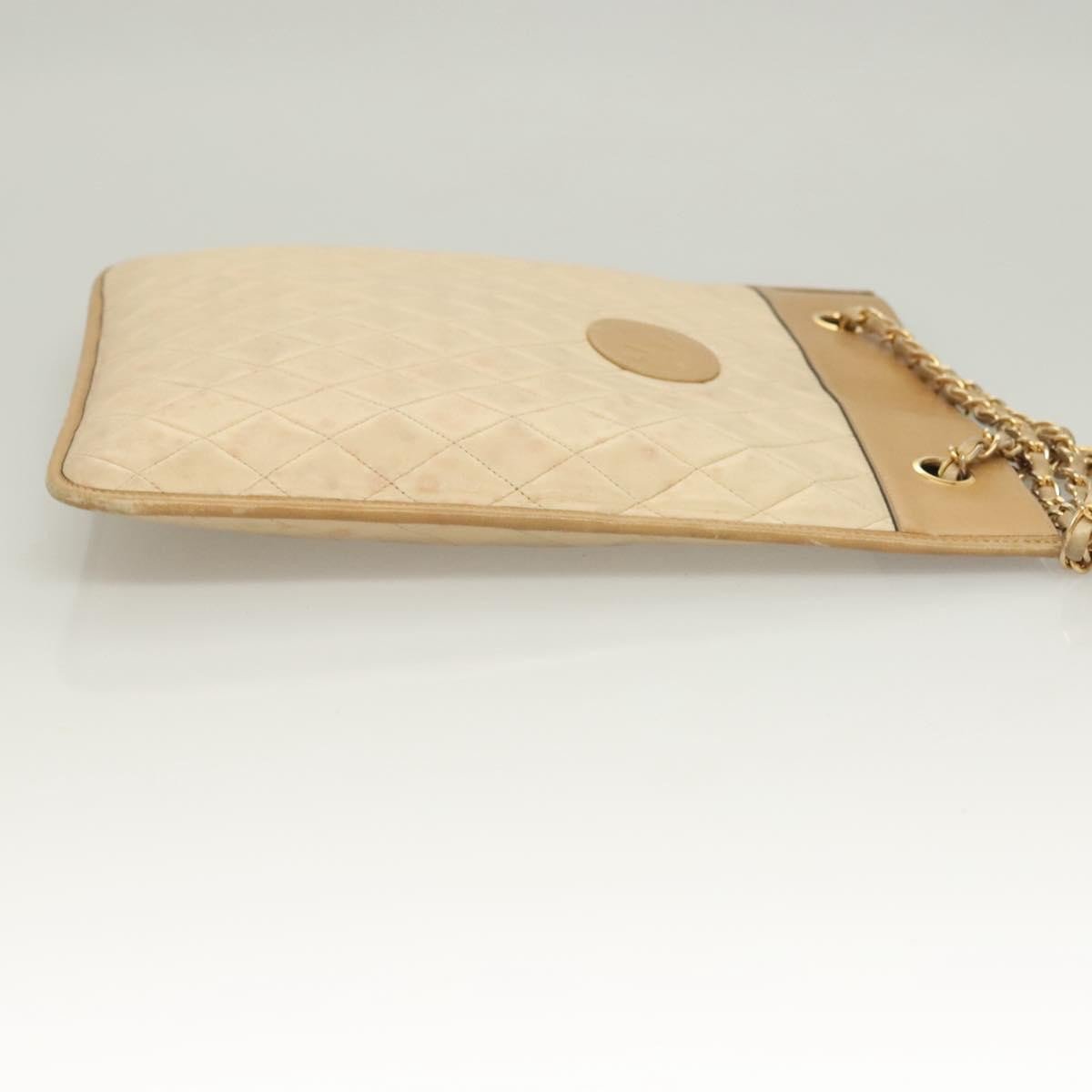 Chanel Chain Handle Bag Leather Beige