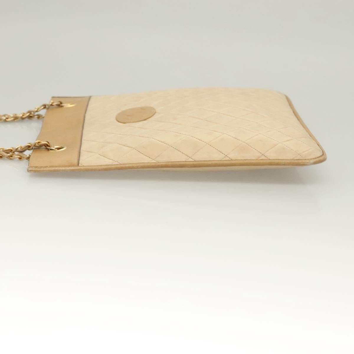 Chanel Chain Handle Bag Leather Beige
