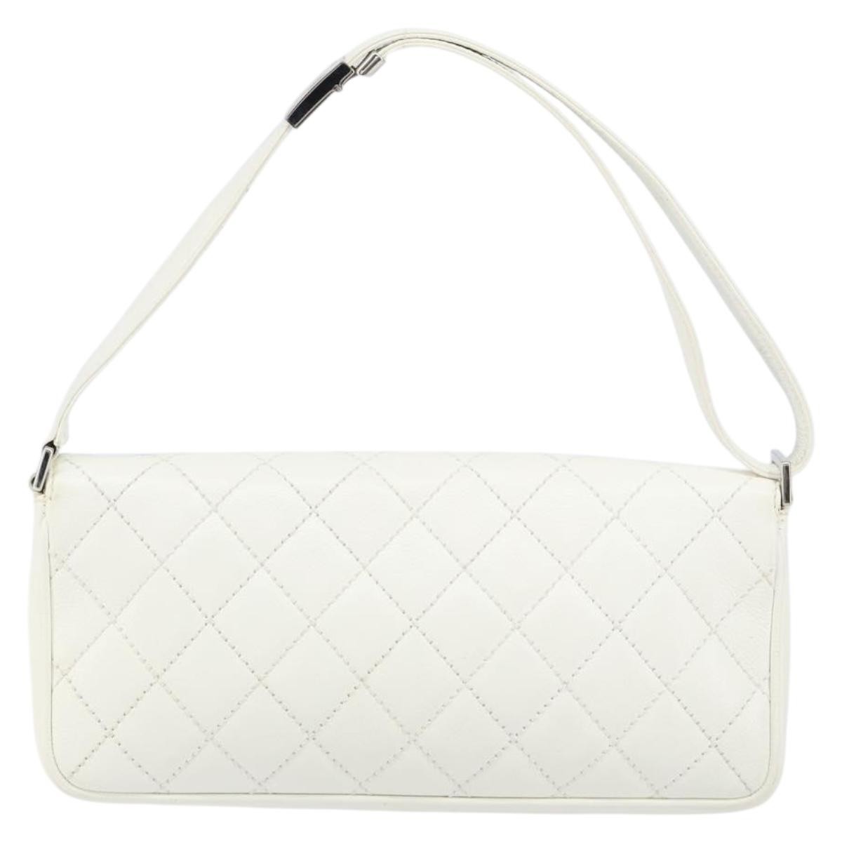 Chanel Vintage Timeless CC Adjustable Shoulder Bag Quilted Calfskin Small Wit