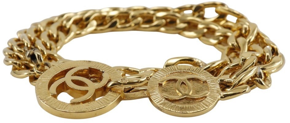 Chanel Chanel Vintage CC Chain Belt Metal and Leather Jumbo 30 x 20 x 10 Goud