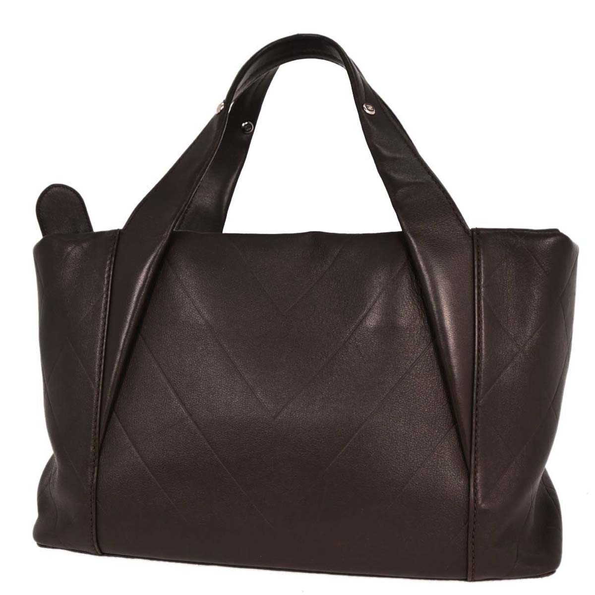 Chanel Chanel All Day Long Tote Chevron Leather Medium Bruin