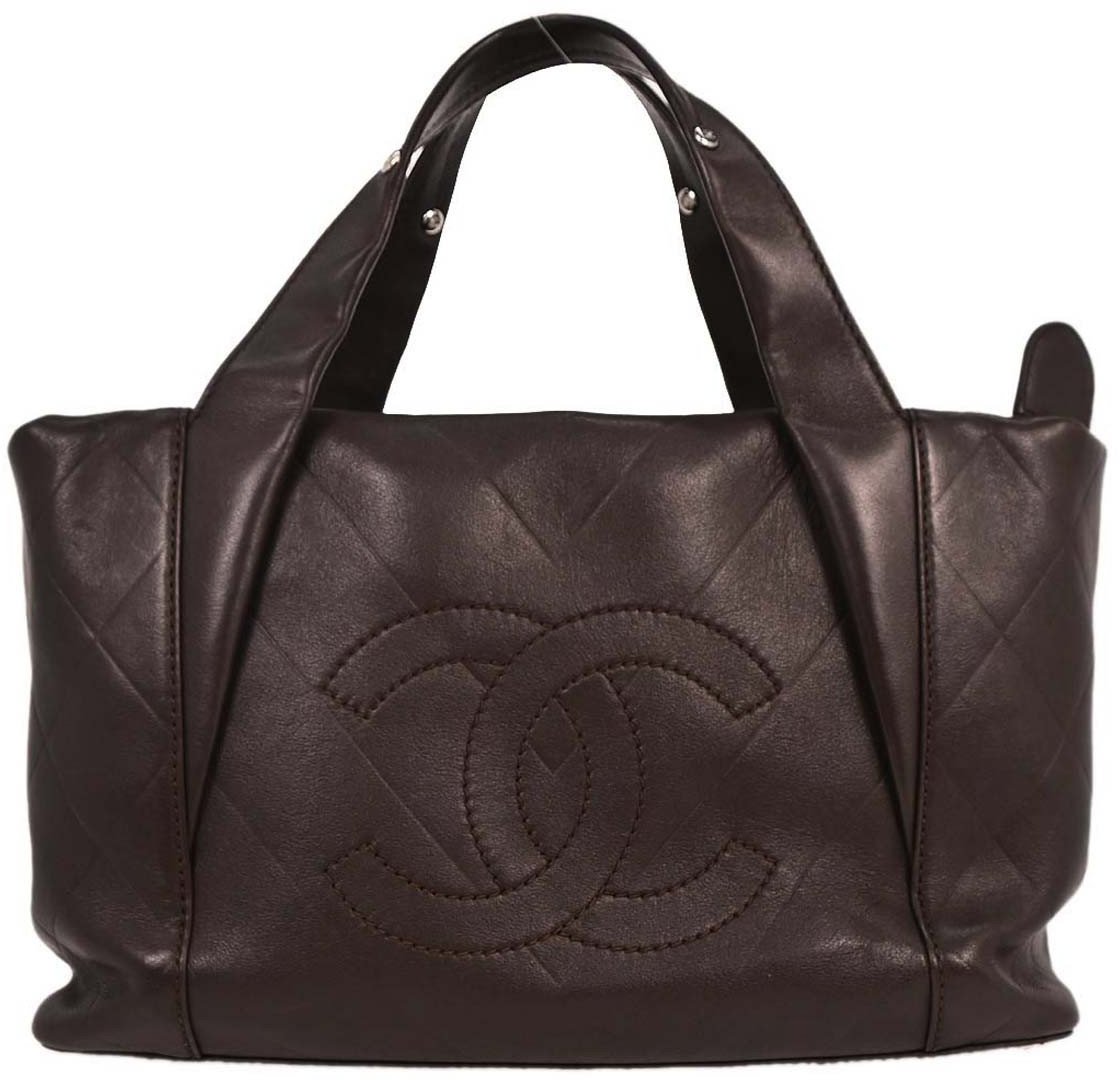 Chanel Chanel All Day Long Tote Chevron Leather Medium Bruin