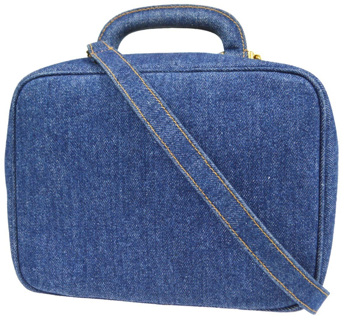 Chanel Chanel Vintage Timeless Zip Around Vanity Case Denim Mini Blauw