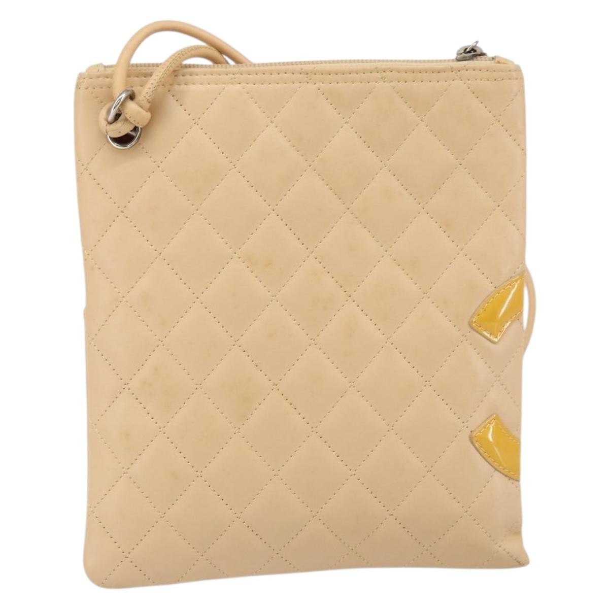 Chanel Chanel Cambon Flat Messenger Quilted Leather Beige