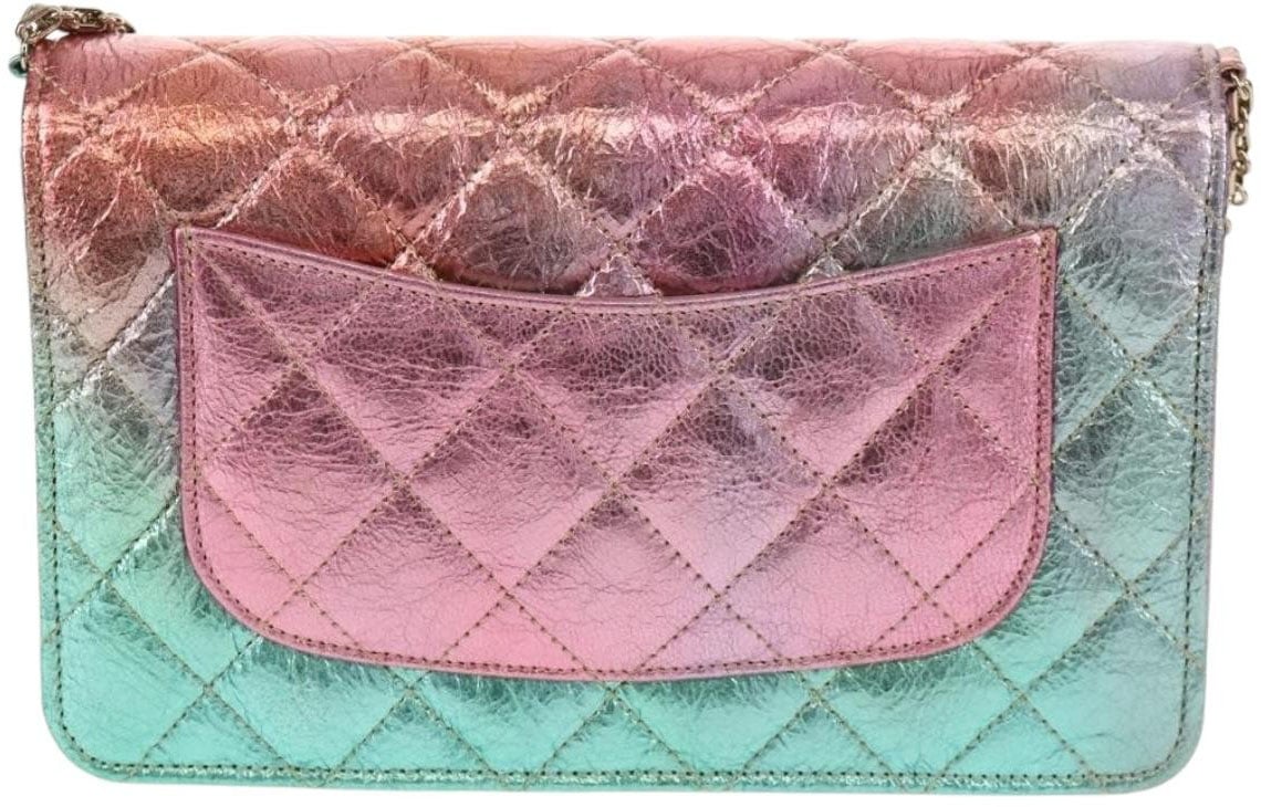 Chanel Chanel Rainbow Reissue 2.55 Wallet on Chain Quilted Multicolor Metallic Goatskin Divers
