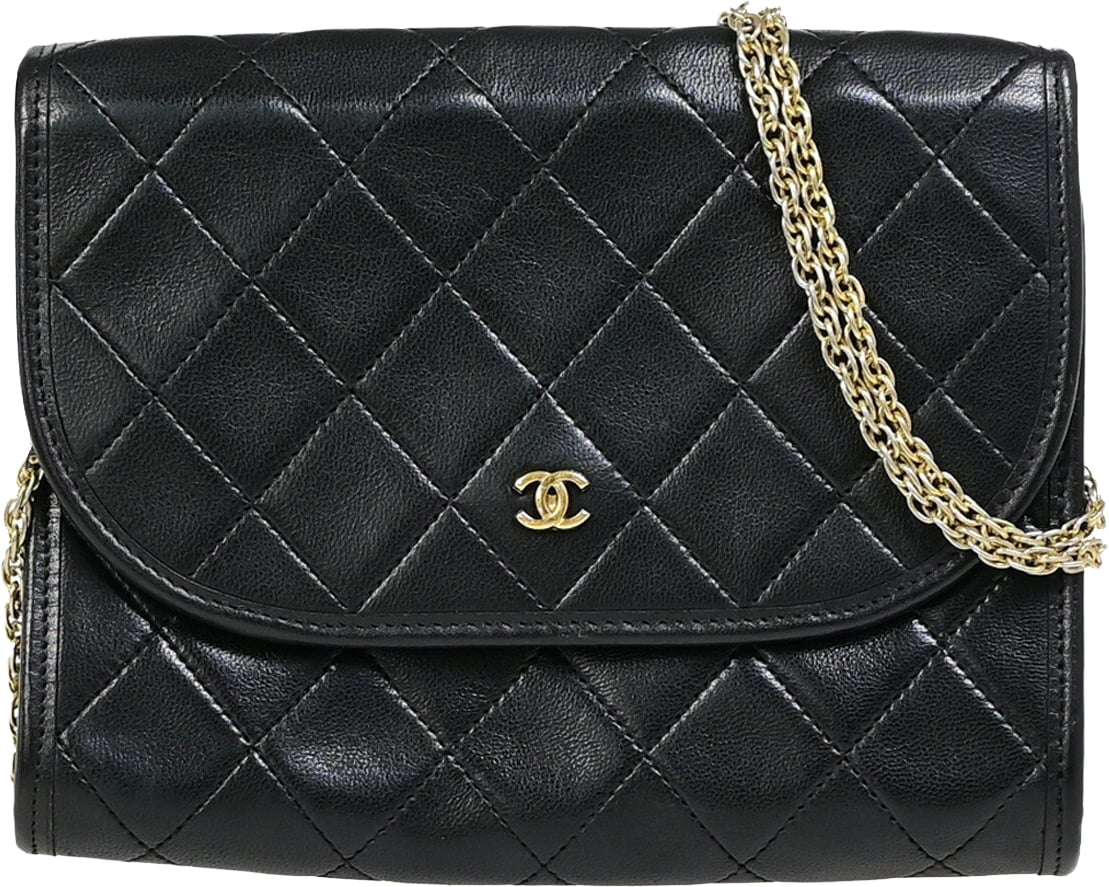 Chanel Chanel Vintage Round Flap Bag Quilted Lambskin Small Zwart