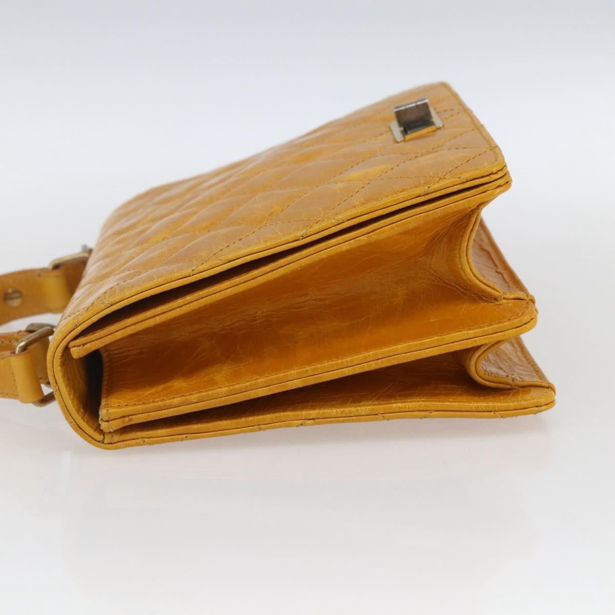 Chanel Chanel Rita Top Handle Flap Bag Quilted Aged Calfskin Large Geel